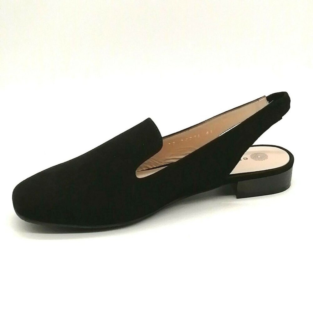 Eric Michael Womens Victoria Slingback Loafer Black Suede Moc Toe‎ EUR 41 NEW